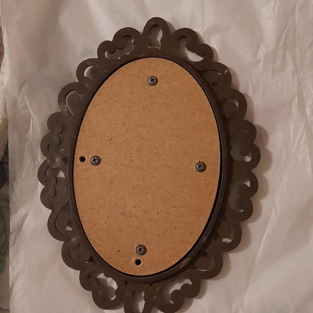 Pair of faux rattatan vintage mirrors made in usa brown boho bohemian style